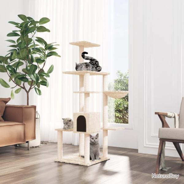 Arbre  chat avec griffoirs en sisal Crme 142 cm alsavelo