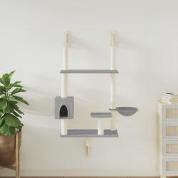 Arbre &agrave; chat mural avec griffoir gris clair 153 cm