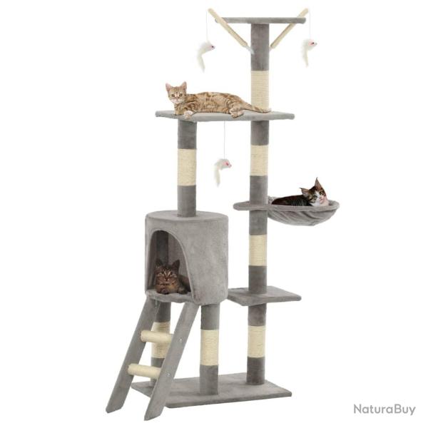 Arbre � chat avec griffoirs en sisal 138 cm Gris