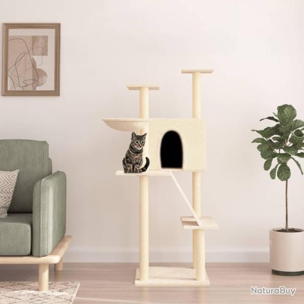 Arbre  chat avec griffoirs en sisal crme 143 cm alsavelo