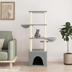 Arbre &agrave; chat avec griffoirs en sisal gris clair 147 cm
