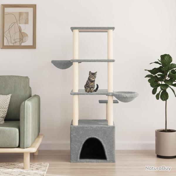 Arbre � chat avec griffoirs en sisal gris clair 147 cm