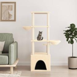 Arbre &agrave; chat avec griffoirs en sisal cr&egrave;me 147 cm alsavelo