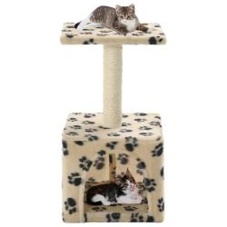 Arbre &agrave; chat avec griffoirs en sisal 55 cm Beige Motif de pattes alsavelo