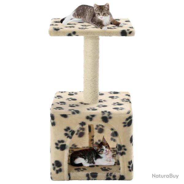 Arbre � chat avec griffoirs en sisal 55 cm Beige Motif de pattes alsavelo