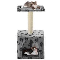 Arbre &agrave; chat avec griffoirs en sisal 55 cm Gris Motif de pattes alsavelo
