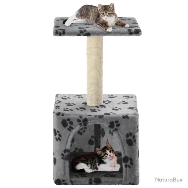 Arbre � chat avec griffoirs en sisal 55 cm Gris Motif de pattes alsavelo