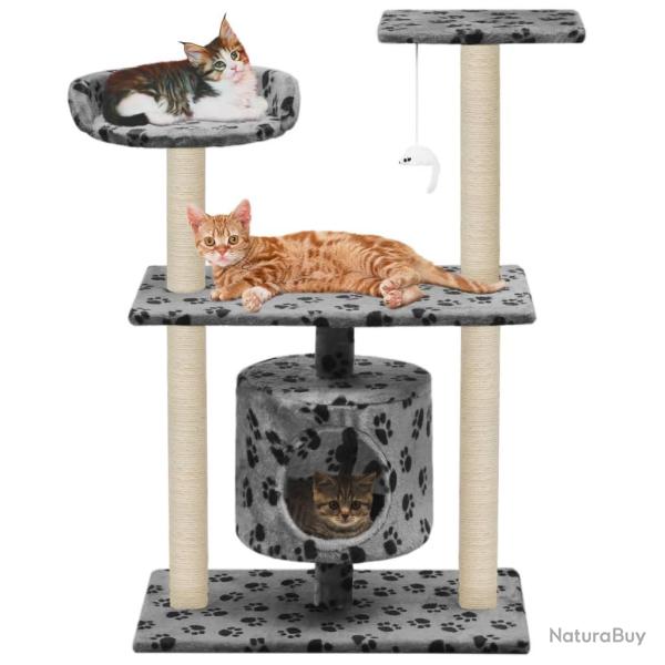 Arbre � chat avec griffoir en sisal 95 cm Gris Motif de pattes