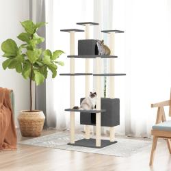Arbre &agrave; chat avec griffoirs en sisal Gris fonc&eacute; 162 cm