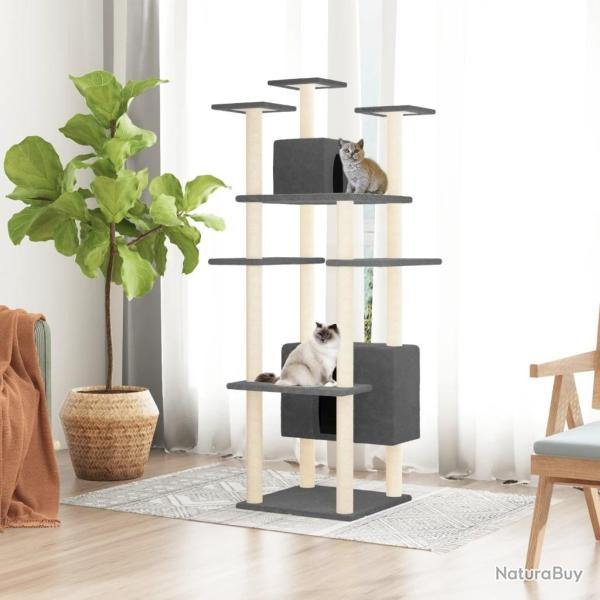 Arbre � chat avec griffoirs en sisal Gris fonc� 162 cm