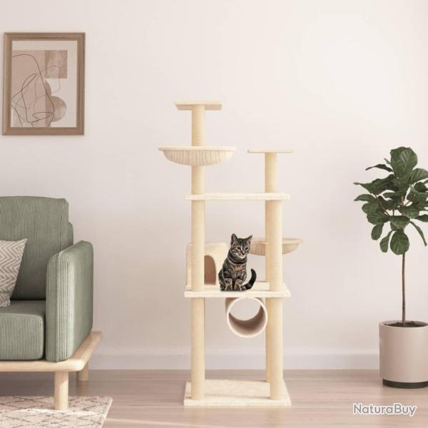 Arbre  chat avec griffoirs en sisal crme 141 cm alsavelo