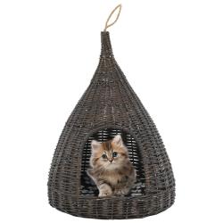 Panier pour chats avec coussin Gris 40x60 cm Saule naturel alsavelo