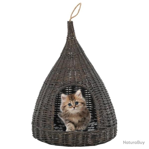 Panier pour chats avec coussin Gris 40x60 cm Saule naturel alsavelo