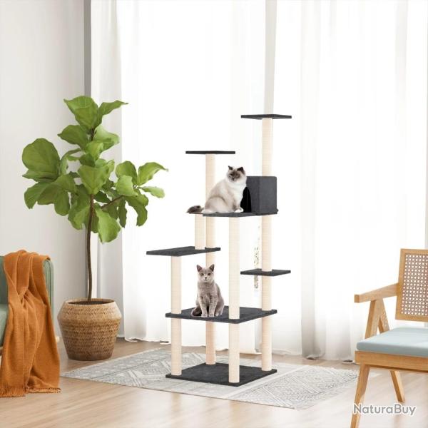 Arbre  chat avec griffoirs en sisal Gris fonc 153 cm alsavelo