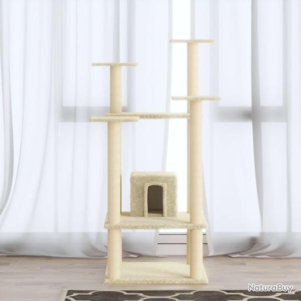 Arbre  chat avec griffoirs en sisal Crme 110 cm alsavelo