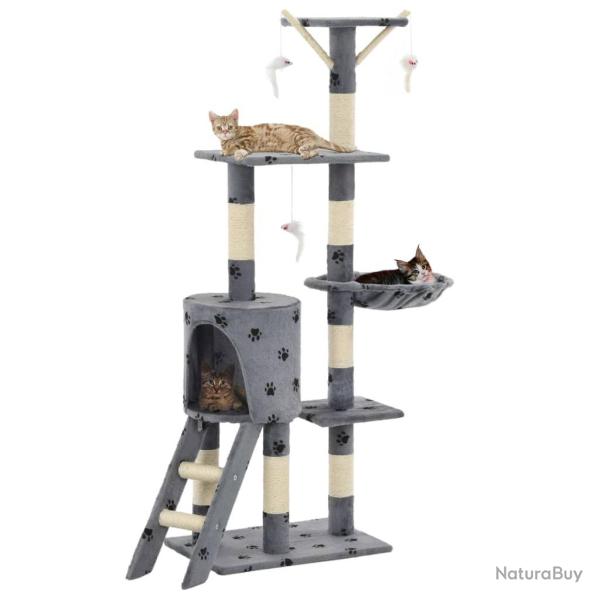 Arbre � chat avec griffoir en sisal 138 cm Gris Motif de pattes