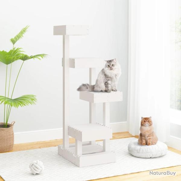 Arbre � chat Blanc 45,5x49x103 cm Bois de pin massif alsavelo