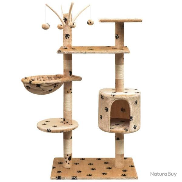 Arbre � chat et griffoir Sisal 125 cm Empreintes de pattes Beige
