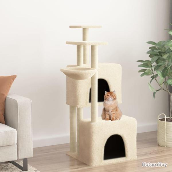 Arbre  chat avec griffoirs en sisal crme 122 cm alsavelo