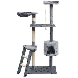 Arbre &agrave; chat et griffoir Sisal 150 cm Empreintes de pattes Gris