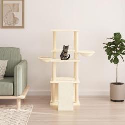 Arbre &agrave; chat avec griffoirs en sisal cr&egrave;me 133 cm