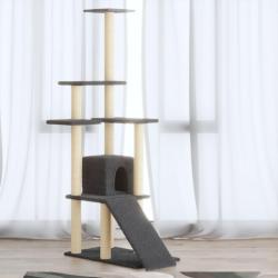 Arbre &agrave; chat avec griffoirs en sisal Gris fonc&eacute; 155 cm