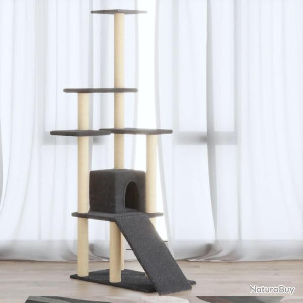 Arbre � chat avec griffoirs en sisal Gris fonc� 155 cm