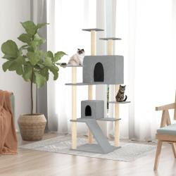 Arbre &agrave; chat avec griffoirs en sisal Gris clair 153 cm