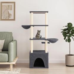 Arbre &agrave; chat avec griffoirs en sisal gris fonc&eacute; 147 cm