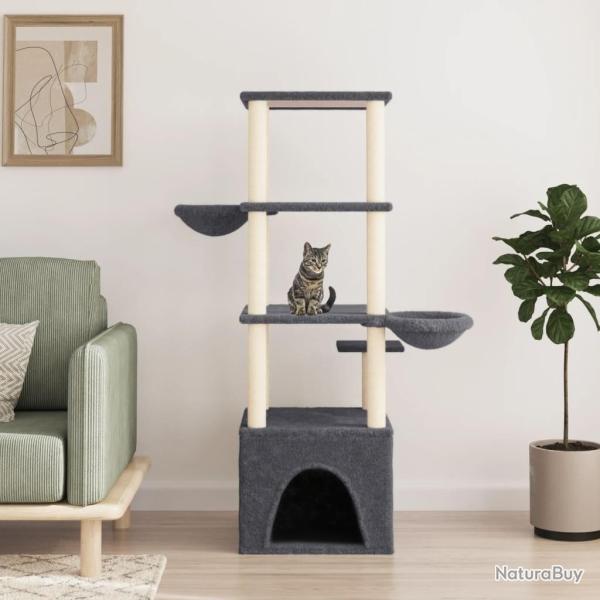 Arbre � chat avec griffoirs en sisal gris fonc� 147 cm