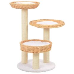 Arbre &agrave; chat avec griffoir en sisal Naturel Bois de saule