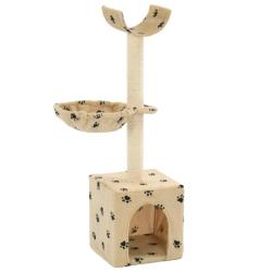 Arbre &agrave; chat et griffoirs en sisal 105 cm Beige Motif de pattes