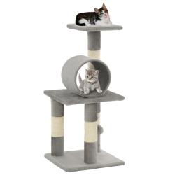Arbre &agrave; chat avec griffoirs en sisal 65 cm Gris alsavelo