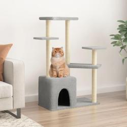 Arbre &agrave; chat avec griffoirs en sisal gris clair 107,5 cm alsavelo