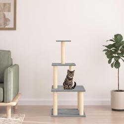 Arbre &agrave; chat avec griffoirs en sisal gris clair 111 cm
