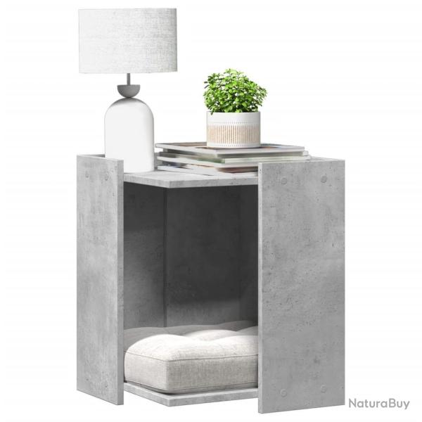 Meuble de bac  litire pour chat gris bton bois d'ingnierie alsavelo