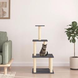 Arbre &agrave; chat avec griffoirs en sisal gris fonc&eacute; 111 cm