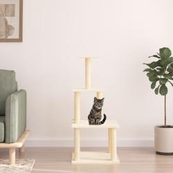 Arbre &agrave; chat avec griffoirs en sisal cr&egrave;me 111 cm