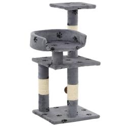 Arbre &agrave; chat et griffoir Sisal 65 cm Empreintes de pattes Gris