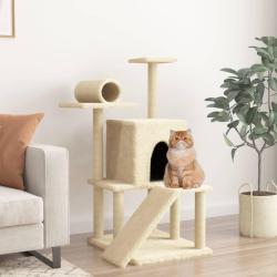 Arbre &agrave; chat avec griffoirs en sisal cr&egrave;me 110,5 cm alsavelo