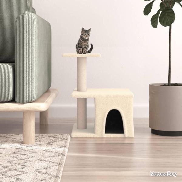 Arbre  chat avec griffoirs en sisal crme 48 cm alsavelo