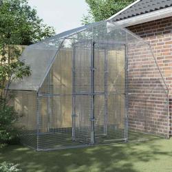 Cage &agrave; oiseaux avec porte argent&eacute; acier galvanis&eacute; alsavelo