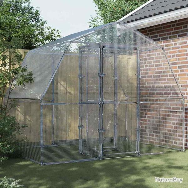 Cage  oiseaux avec porte argent acier galvanis alsavelo