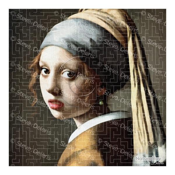 Cadre sur toile 60x60 cm / La jeune fille � la perle