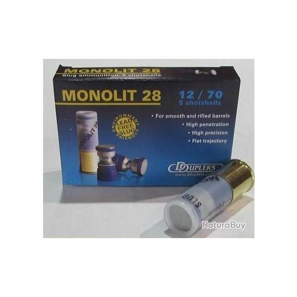 Boite de 5 cartouches DDUPLEKS Monolit 28 cal 12/70, balle de 28grs