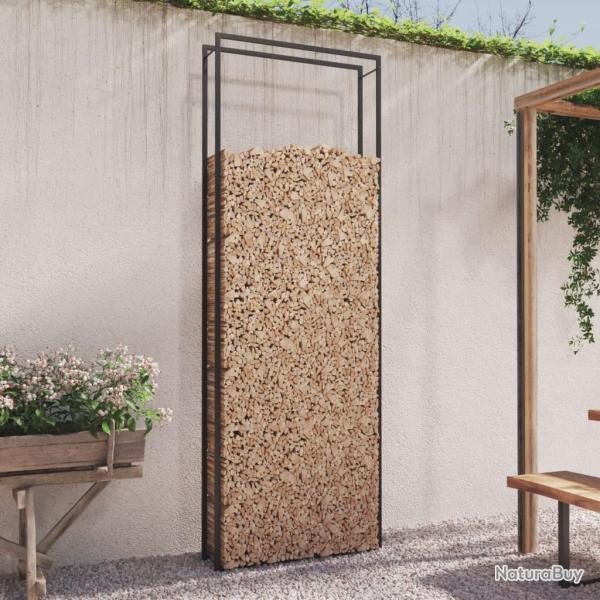 Portant de bois de chauffage Noir mat 110x28x312 cm Acier alsavelo