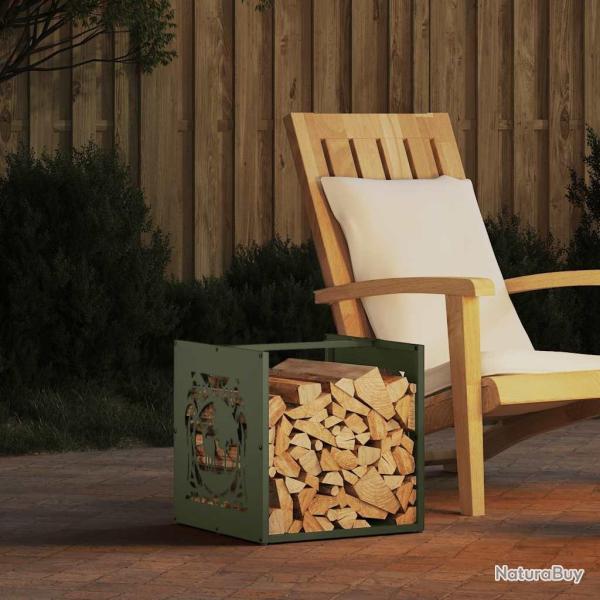 Portant de bois chauffage vert olive 40x40x40 cm