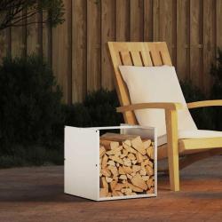 Portant de bois chauffage blanc 40x40x40 cm alsavelo