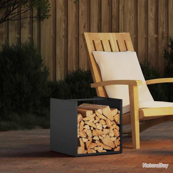 Portant de bois chauffage noir 40x40x40 cm