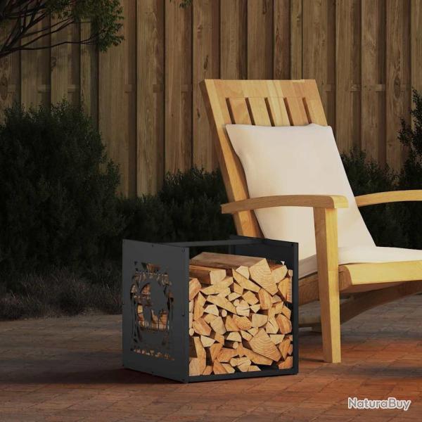 Portant de bois chauffage noir 40x40x40 cm